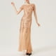 thumbnail image 4 of Puntoco Vestido Sexy Ajustado Para Mujer, Minivestido De Manga Corta De Malla Con Lentejuelas, Vestido Largo Beige L,Regalos Para Mujer Joven, 4 of 9