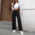 thumbnail image 7 of Gyexs Womens Wide Legs Sweatpants Fall Drawstring Elastic Pants Loose Fit Trousers Women's Fashion, Black, Size XL, 7 of 7