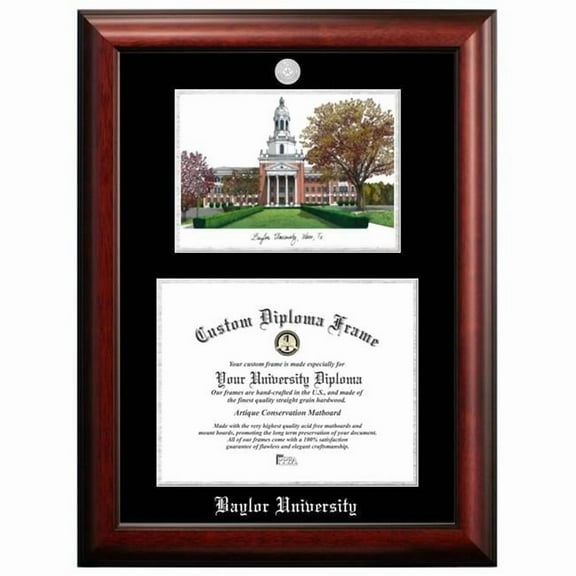 Campus Images TX955LSED-1411 14 x 11 in. Baylor University Silver Embossed Diploma Frame with Lithograph