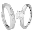 thumbnail image 3 of Fiudx Anillos de Pareja, Juego de Diseño de Corazón de Circonita con Electrocardiograma, Material de Aleación para Un Estilo Llamativo, Perfecto para Una Cita Nocturna, Aniversario o Compromiso, Rega, 3 of 6