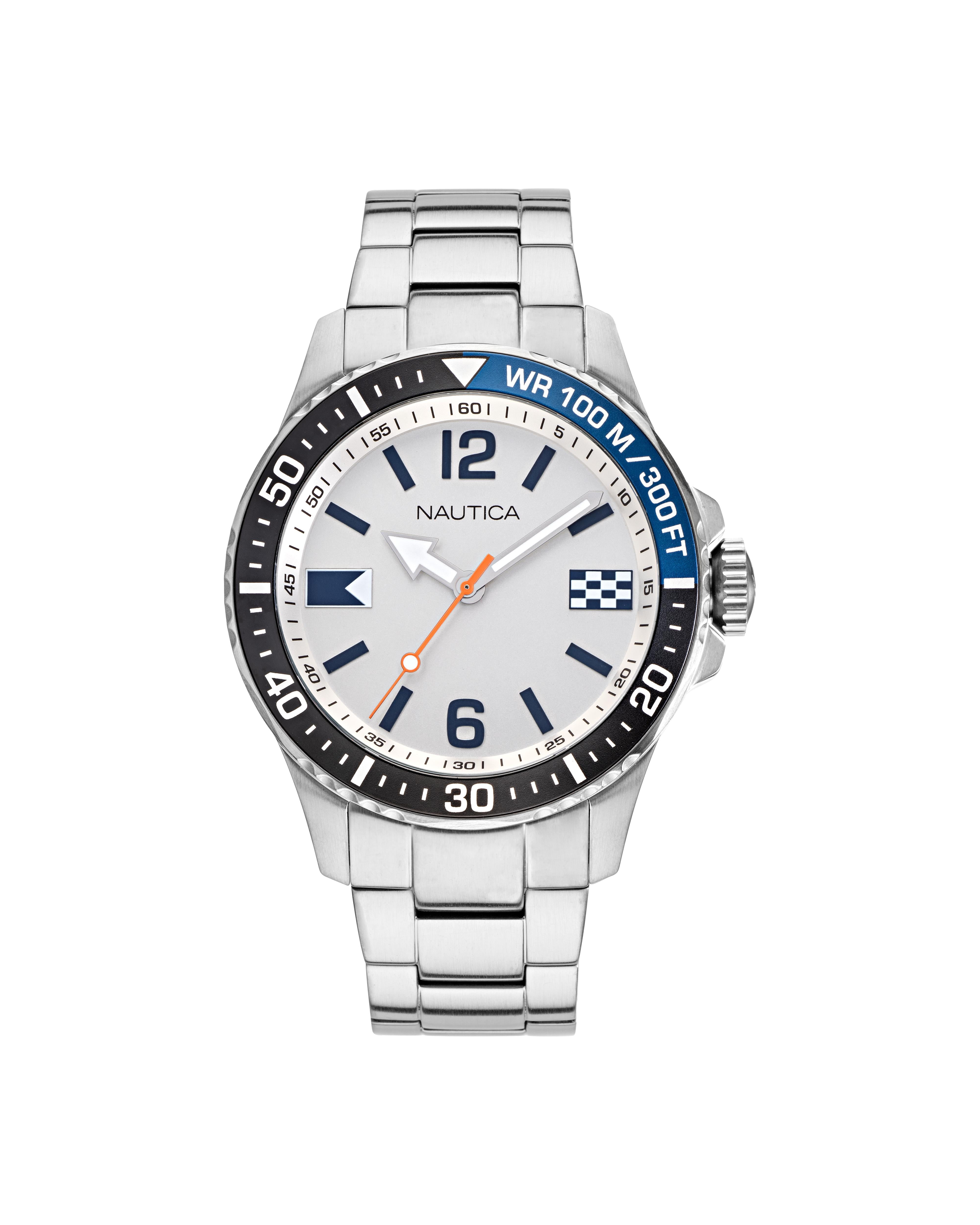 Nautica Men's Freeboard NAPFRB921 44mm White Dial Stainless Steel Watch ...