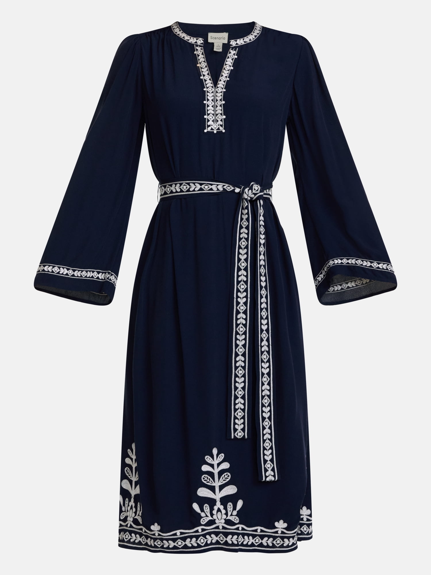 Scenario Women's and Women's Plus Embroidered Tunic Midi Dress, Sizes XXS-4X