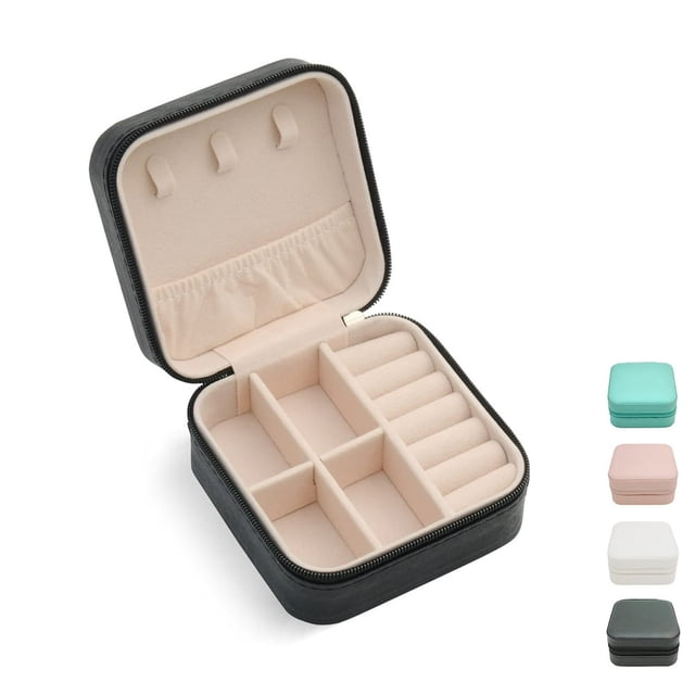 Mini Jewelry Travel Case Small Portable Organizer Portable Display Storage Box For Rings Earrings Necklaces Gifts White