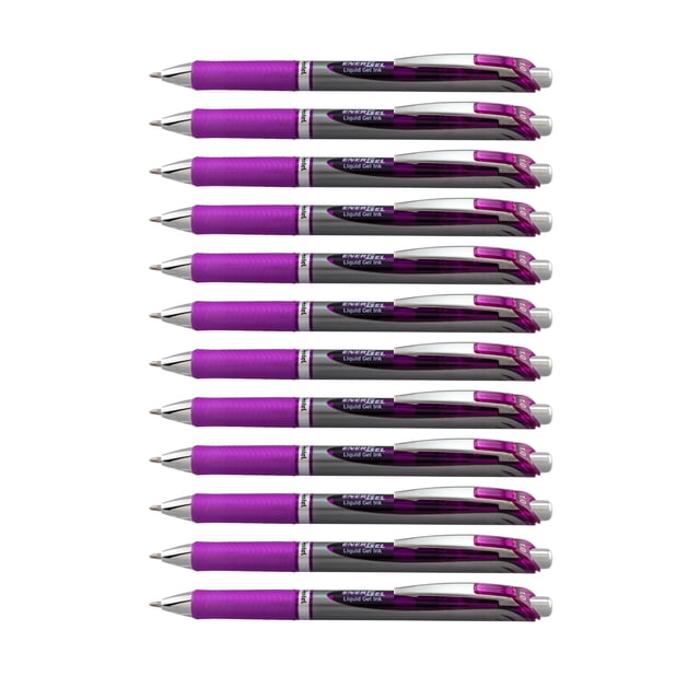 Bolígrafo de gel Pentel EnerGel RTX punta gruesa tinta violeta paquete de 12