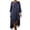 A153 Navy, variant on Women's Asymmetrical High Low Midi Dresses 3/4 Sleeve Round Neck Button Decor Casual Loose Fit Cotton Linen Tunic Dress Summer Vacation Flowy Sundress