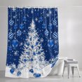 thumbnail image 3 of Shower Curtains for Bathroom, Navy Blue Christmas Tree Waterproof Fabric Shower Curtain, Xmas Snowflake Weeping Balls Decorative Bathroom Curtain for Bathtub, 72"x78", No Hooks Included, 3 of 9