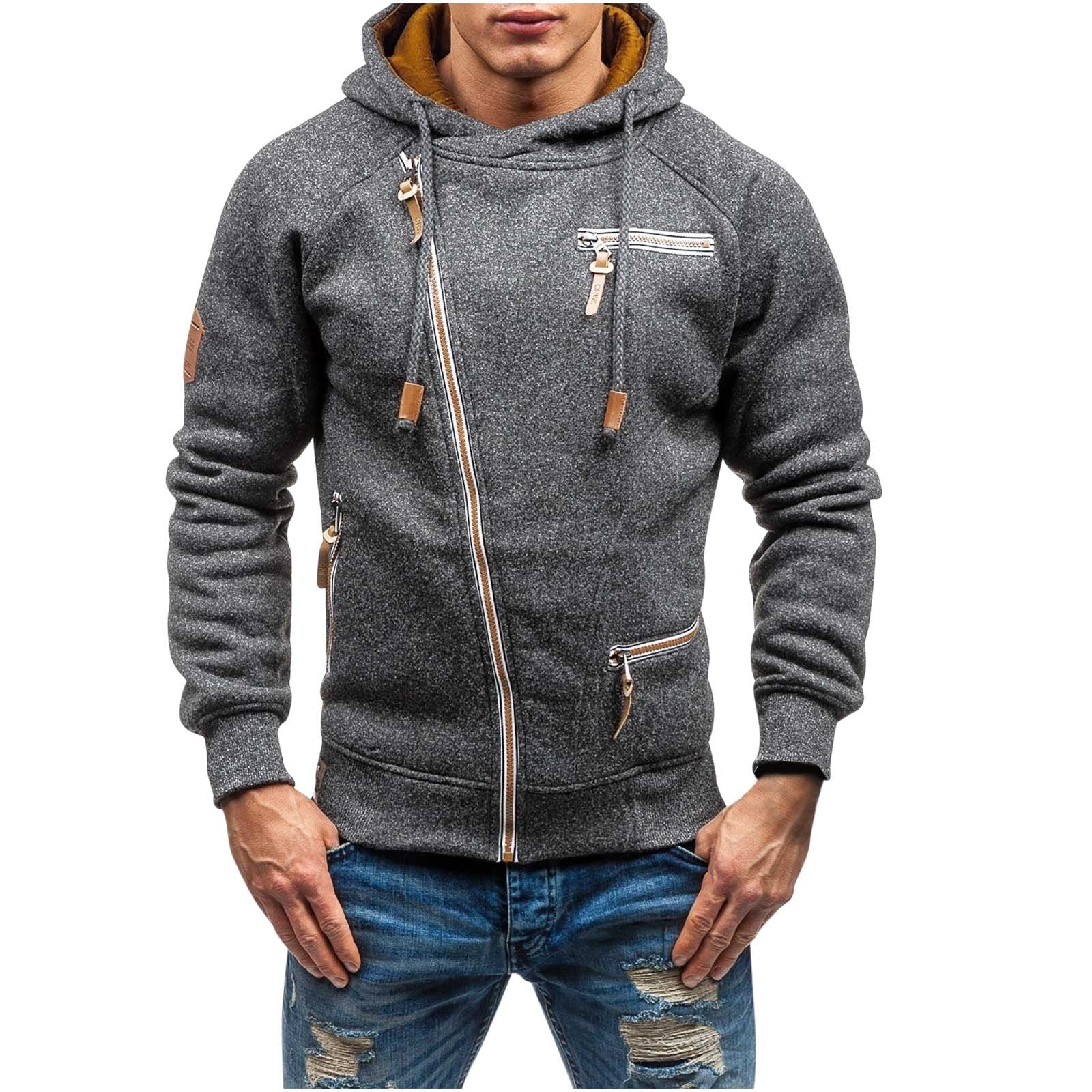 Amorous Tegne forsikring æstetisk Hfyihgf Men's Fashion Cool Hoodies Jacket Slim Fit Unique Design Zipper  Casual Hooded Sweatshirt Comfy Coats with Multi-Pocket(01#Dark Gray,L) -  Walmart.com