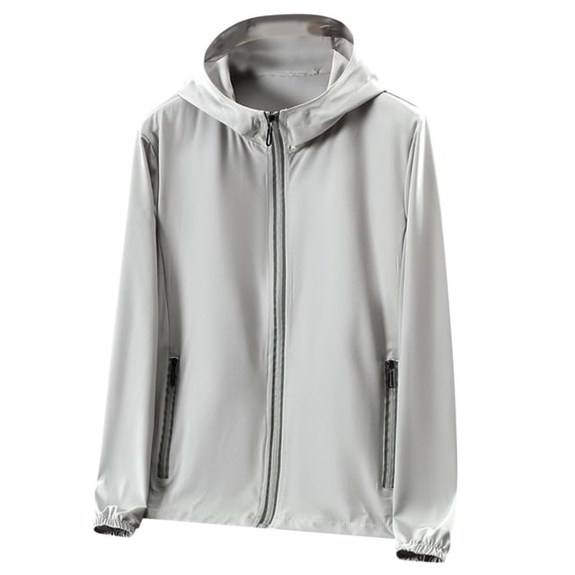 Weiqiqre Mens Lightweight Running Jacket Sun Protection Top Solid Color Long Sleeved Hooded Top