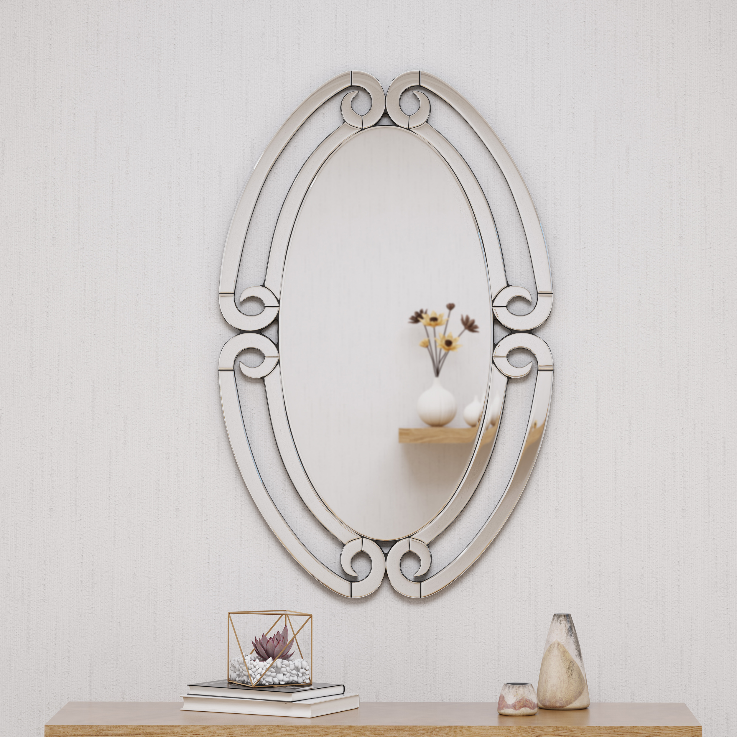 Paige Modern Glam Oval Wall Mirror
