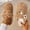 Brown, variant on Women Curly Fleece Crochet Flower Mary Jane Backless Mule Slippers Black 6.5-7