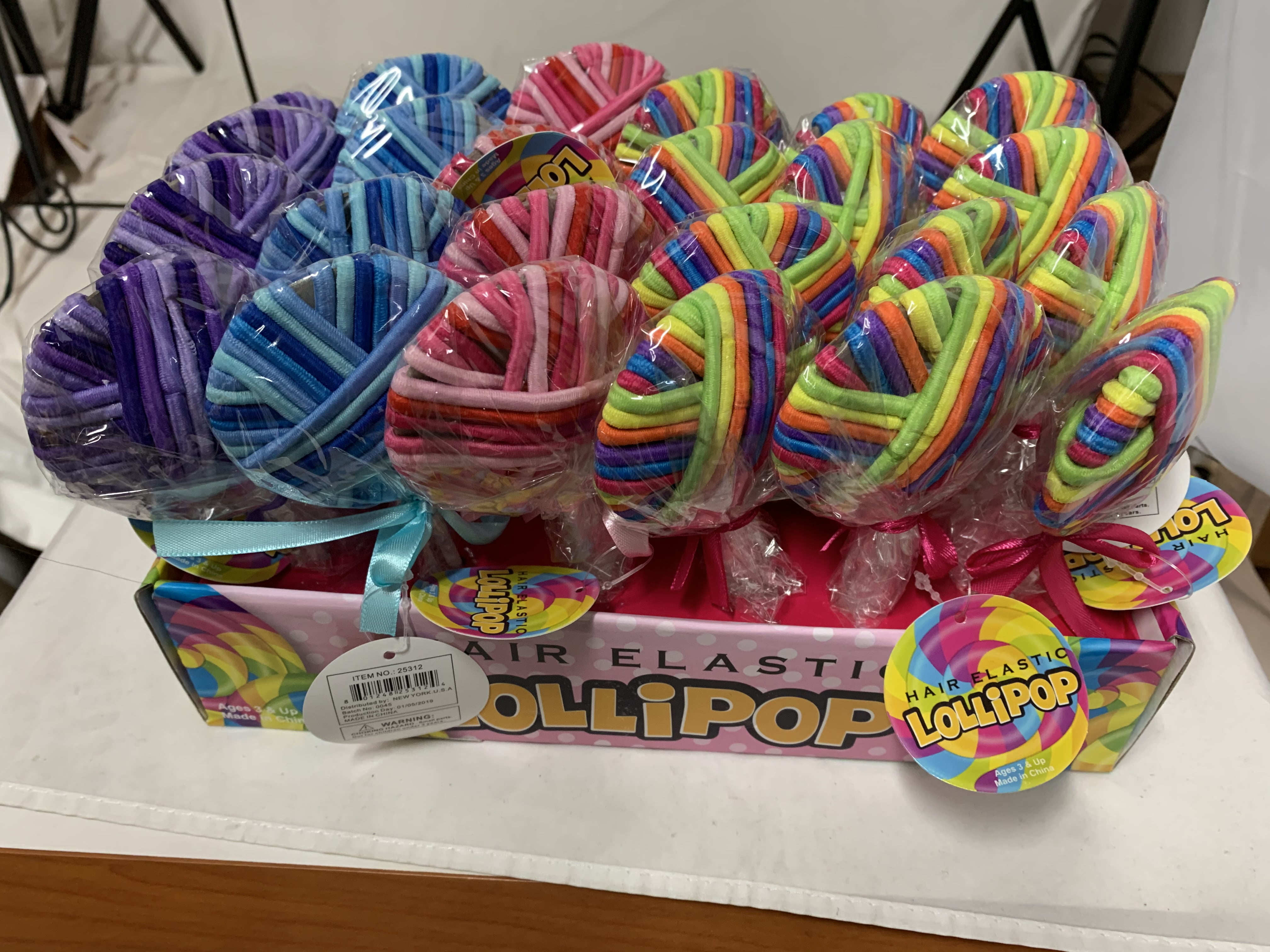 Wholesale Lot of 24 Lollipop Shaped Ponytail Holder Elastic Bands (576 total Bands!)