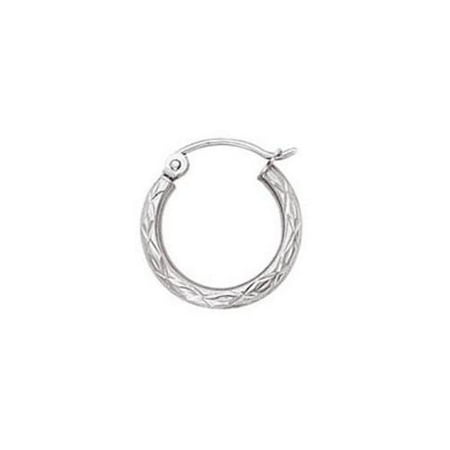 878-253 14K 2x15 mm Dc White Gold Hoop Earring