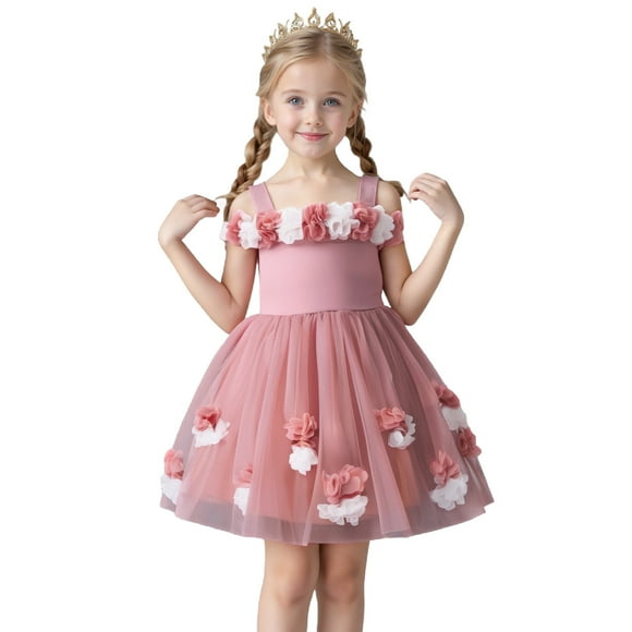 Girls Christening Dress Floral Tutu Party Dress for Baby Toddler Festive Birthday Celebration Formal Evening Gown