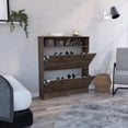 thumbnail image 3 of Calgary Shoe Rack, Superior Top, One Open Shelf, Two Extendable Shelves Dark Brown, 3 of 5