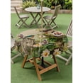 thumbnail image 4 of Outdoor Tablecloths with Umbrella Hole & Zipper, Spring Floral Round Tablecloths 60 Inch, Birds Cabin Watercolor Botanical Retro Art Waterproof Table Cloth, Patio/Pool/Picnic Table Covers, 4 of 8