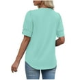 thumbnail image 4 of Turilly Women's Fashion Spring/Summer Clothing Solid Color Base T-Shirt Button Short Sleeve V-Neck Top/Shirt, 4 of 6