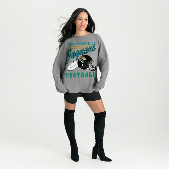Women's Gameday Couture Gray Jacksonville Jaguars Oversized Sweet Victory Corded Sweatshirt
