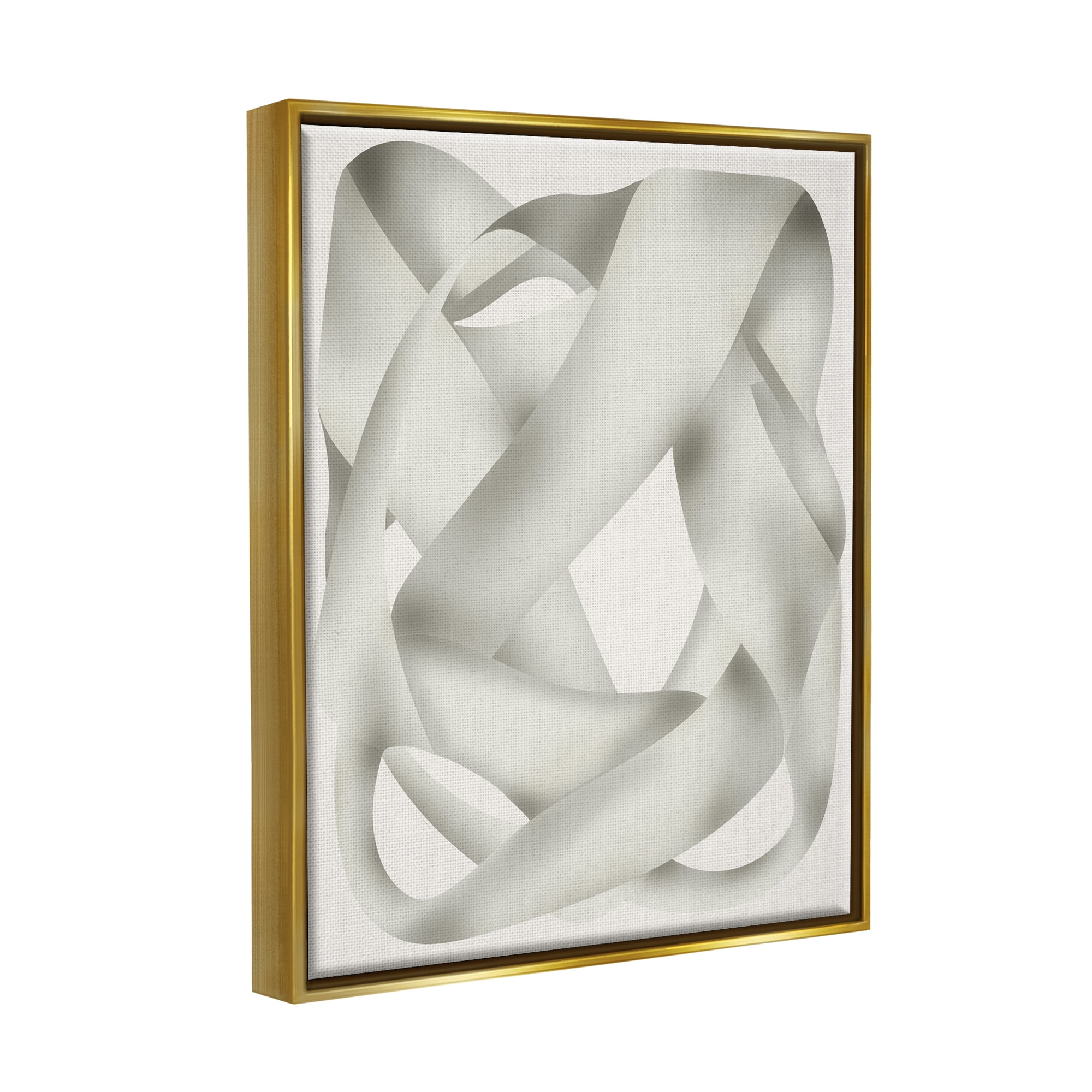 Stupell Industries Intertwining Abstract Shape Abstract Painting Gold Floater Framed Canvas Art Print Wall Art, 25 x 31