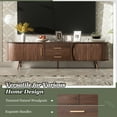 thumbnail image 6 of Harper & Bright Designs Vintage TV Stand with Sliding-Door for 75 inch TV, Wood Oval TV Storage Cabinet Table with Drawers and Solid Wood Legs for Living Room, Dark Brown, 6 of 14