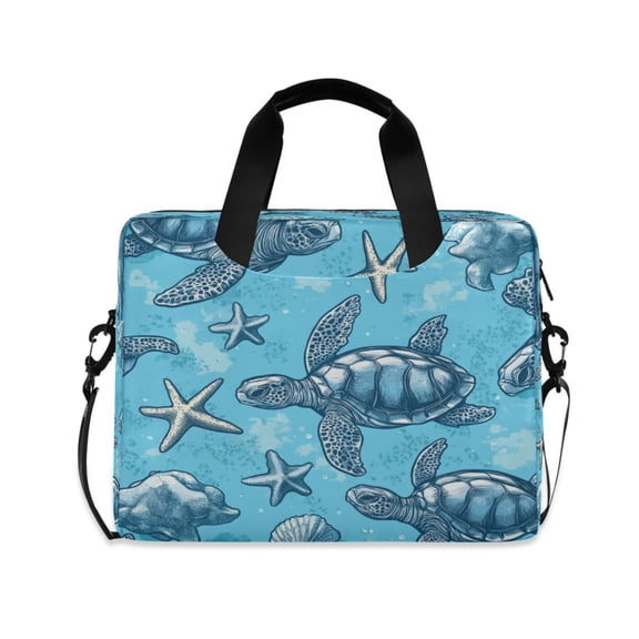16" Laptop Tote Bag Laptop Sleeve Case Computer Briefcase for Work & Travel Sea Turtles and Starfish Pattern