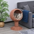 thumbnail image 2 of SAEWUD Elevated Cat Bed with Rotatable Egg Chair Pod, Cat Basket Bed with Thick Cushion, Natural Mat Grass Woven Kitty House, Brown, 2 of 9