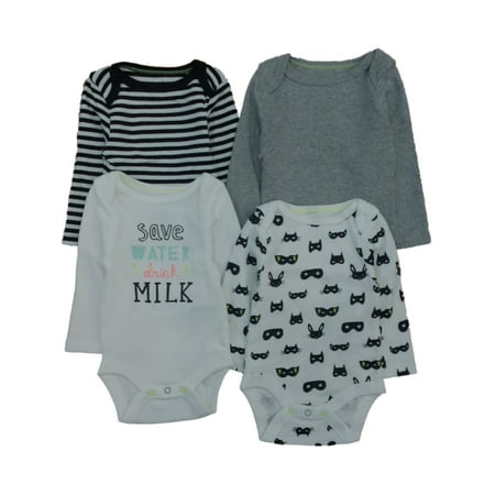 

Infant Boys & Girls 4PC Bunny & Kitty Bodysuit Set Save Water Drink Milk Newborn
