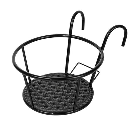 TIDSLF Wrought Iron Railing Planter Black, Balcony Flower Pot Holder for Outdoor Patio Fence - Over The Rail Hanging Plant Basket 1 Pack