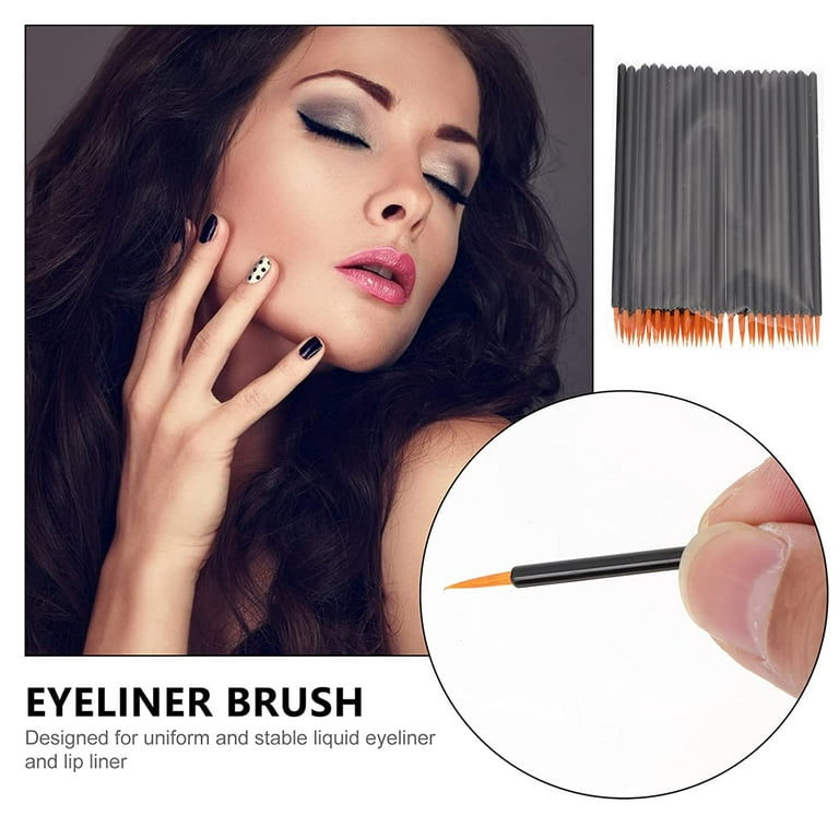 Eyeliner Brushes 100 Pack Disposable Eyeliner Brushes Fine Point Nylon Eye Makeup Applicator Cosmetic Eye Wands Makeup Tool for Women Black