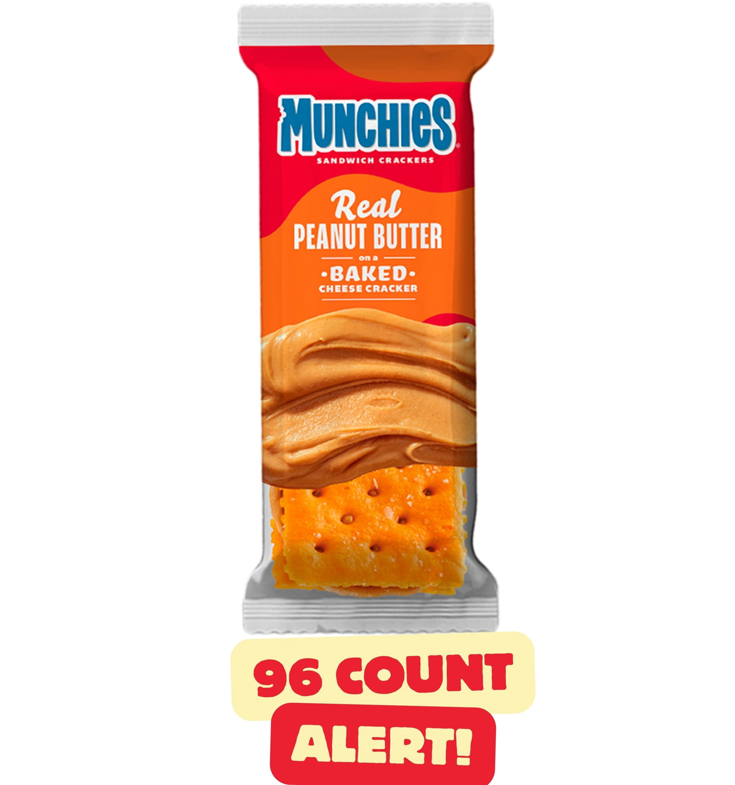 Munchies Peanut Butter on Cheese Crackers, 1.42 Ounce (Pack of 96) Munchies, Cheese Peanut Butter Crackers, Munchies Crackers