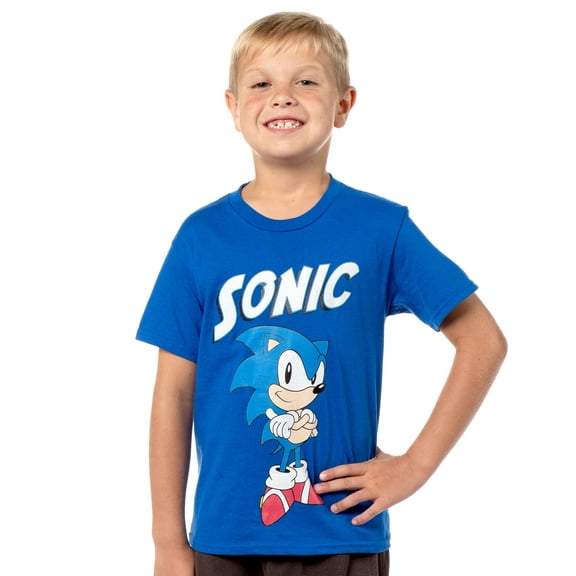Sonic the Hedghog Boy's Sonic Folded Arms Victory Stance Short Sleeve Kids Graphic Print T-Shirt
