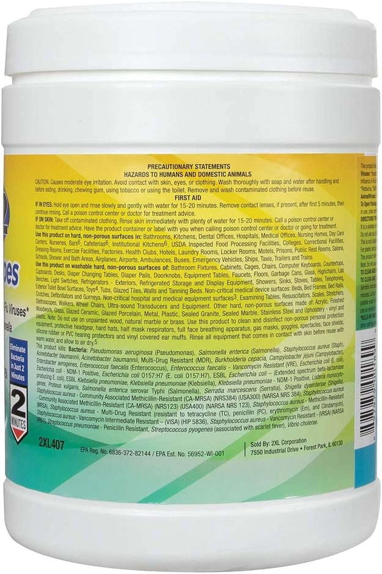 2XL - Disinfecting Wipes - FORCE2 Disinfecting Wipes are Safe, Fast-Acting, EPA-Registered, Medical-Grade Disinfectant Wipes - White - SH - 6" w x 6.75" l - White