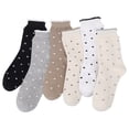 thumbnail image 2 of Bocaoying 6 Pairs Women's Crew Socks, Polka Dot Socks for Women, Cotton Retro Cute Casual Socks, Mid Calf Novelty Socks, Breathable Office & Daily Wear, Size 6-8.5, White/Black/Gray/Beige/Brown, 2 of 8