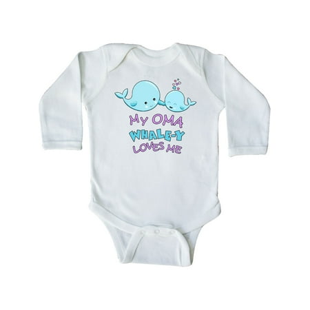 

Inktastic My Oma Whale-y Loves Me Gift Baby Boy or Baby Girl Long Sleeve Bodysuit