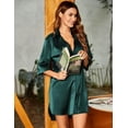 thumbnail image 6 of Women's Satin Nightshirt Button Down Sleepshirt Silk 3/4 Sleeve Nightgown Boyfriend Notch Collar Sleepwear S-XXL, 6 of 7