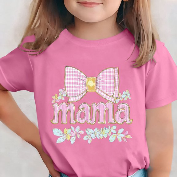 SGFCWSX Girls T-Shirts Teens Print Short Sleeve Mothers Day Casual Graphic Tops Pink Size 14-15 Years