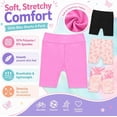thumbnail image 3 of Girls 4 Pack Bike Shorts Stretchy, Soft High Waist Athletic Shorts for Kids with Fun Prints Colors Ideal for Dance, Play, Biking, or Everyday Wear (Sizes 4-14), 3 of 6