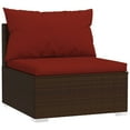 thumbnail image 3 of vidaXL 4 Seater Sofa with Cushions Brown Poly Rattan, 3 of 8