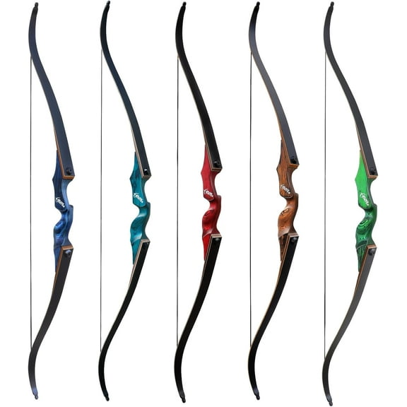60" Black Hunter Archery Takedown Recurve Bow for Adults 5 Color Choice Recurve Bow Set 20-60lbs Solid Wood Bow Riser Bow and Arrow Adult for Hunting Archery Bow LH RH