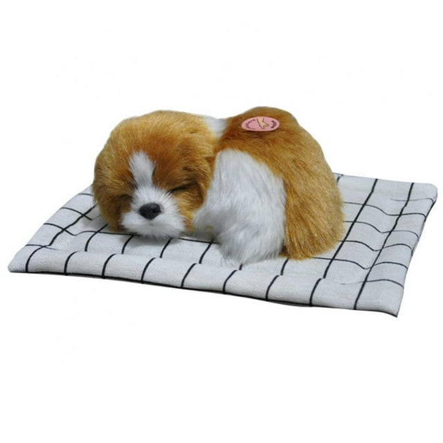 POINTERTECK Jouet en Peluche Chien Simulation Réaliste Animal Poupée en Peluche Chiens Endormis avec Son Jouets en Peluche Adorables Jouet Animal Réaliste pour Enfants