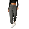 thumbnail image 4 of Levmjia Women Solid Color Side Slit Wide Leg Pants High Waisted Elastic Waist Casual Yoga Trousers for Summer Beach Vacation, 4 of 9