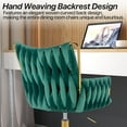 thumbnail image 5 of YEXJ Modern Velvet Home Office Desk Chair with Hand Woven Backrest, Upholstered Adjustable Makeup Vanity Chair with Armrest and Golden Metal Base with Wheels for Living Room Bedroom Study(Green), 5 of 10
