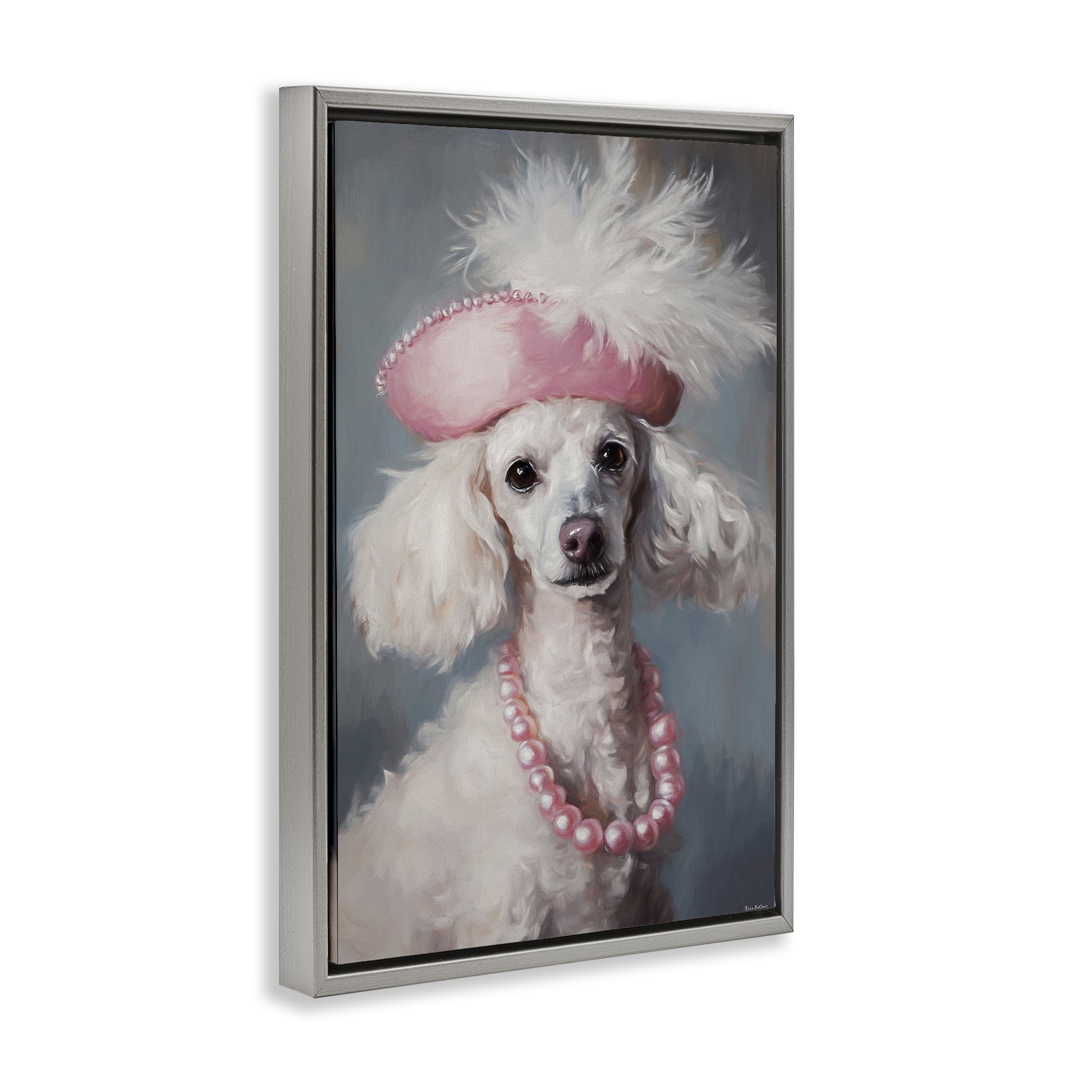 Stupell Industries Beautiful Collette Pup Gray Framed Floater Canvas Wall Art, design by Tina LeCour