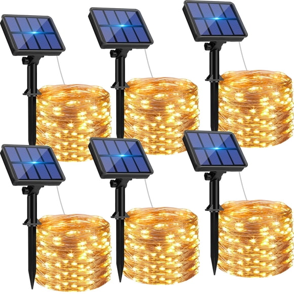 Guirnalda de luces solares btfarm, paquete de 6, 60 m, 480 LED, IP65, blanco cálido