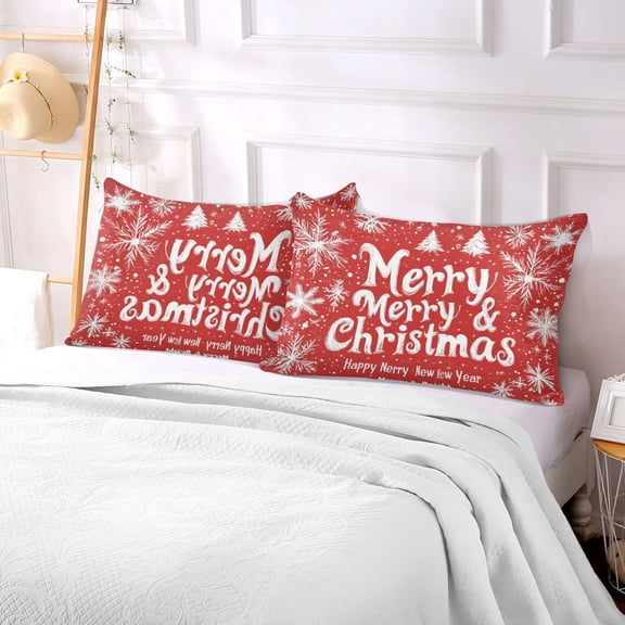 Pillow Case Plush Pillow Design Blessing and Snowflake Painting Case standard size/King size/Queen size Bed Pillow Pillowcases
