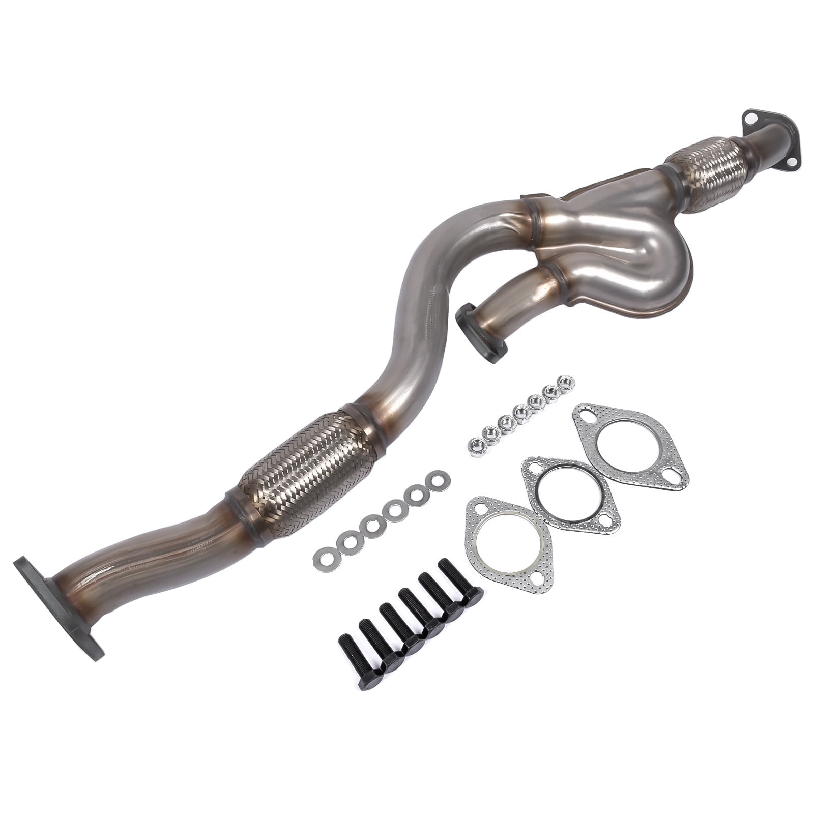 NEWZQ Front Exhaust Pipe for Hyundai Tucson Kia Sportage Sport Utility 2.7L V6 2005-2008 Silver 1Pc