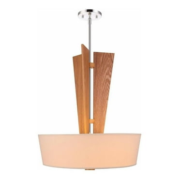 Woodbridge Lighting Angle 3-Light Wood & Tapered Shade Pendant in Satin Nickel