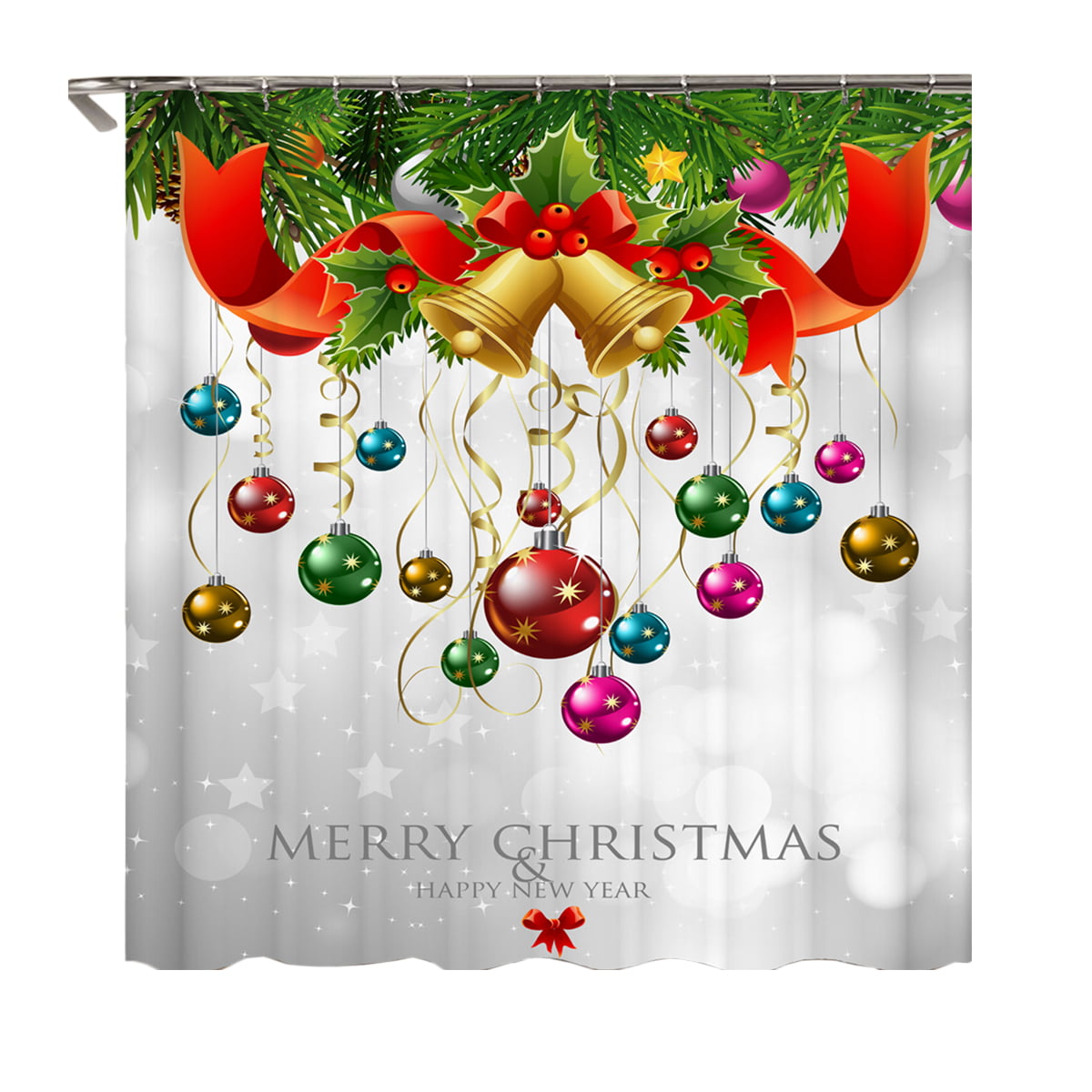 Merry Christmas gift Shower Curtain Bathroom Waterproof Fabric & 12hooks 71*71in 