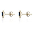 thumbnail image 2 of AVORA 10K Yellow Gold Princess-cut Created Blue Sapphire and Simulated Diamond CZ Halo Stud Earrings, 2 of 6