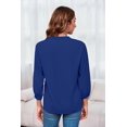 thumbnail image 4 of Women's 3/4 Sleeve Zip Front Blouse Casual V‑Neck Loose Fit Tunic Top, 4 of 6