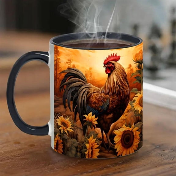 Charming Rooster Cartoon 11oz Porcelain Mug Coffee Tea Wine and Milk Ideal Birthdays Christmas Valentine S Day Gifts and Home Decorations Durable Ceramic Material